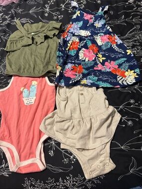Girls Floral Navy Sundress + Assorted Rompers Bundle